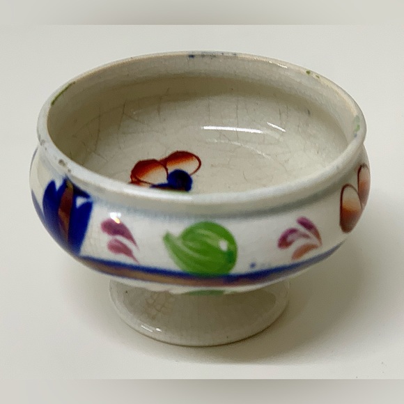 Early 19th Century Gaudy Welsh GRAPE Pattern Miniature Pedestal Sugar Bowl - Picture 3 of 15